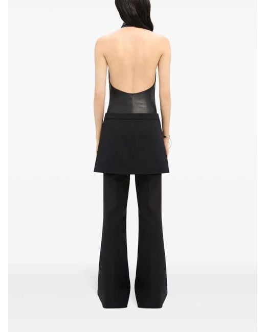 Courreges Blue Wool Blend Flared Mid-Rise Pants