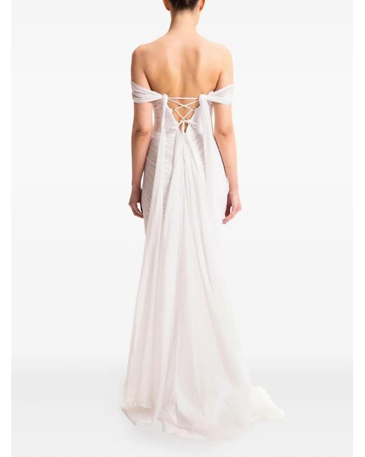 Maria Lucia Hohan White Cassiopeia Cut-Out Lace-Up Maxi Dress