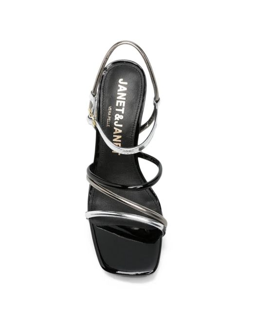 Janet & Janet White Multi-Strap Heeled Sandals