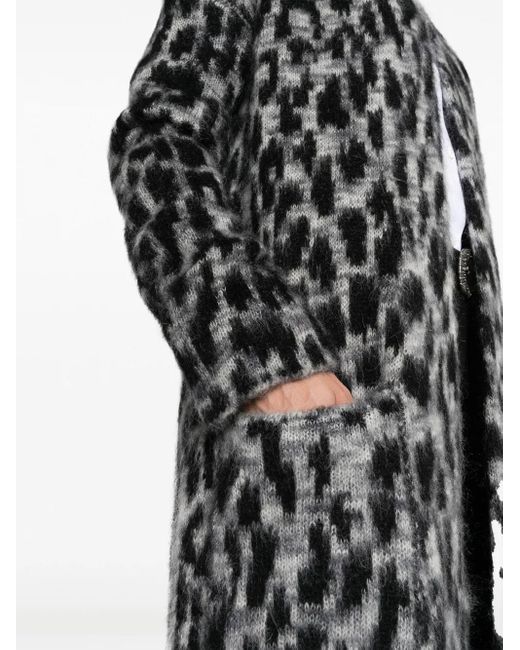 Zadig & Voltaire Black Leopard-Print Cardigan Coat