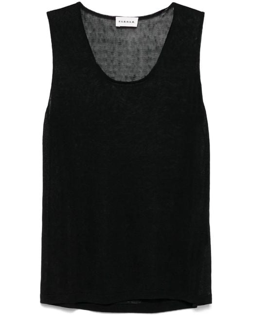 P.A.R.O.S.H. Black Fine-Knit Tank Top