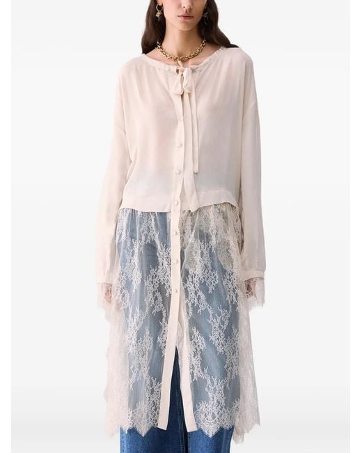 Liu Jo White Long-Shirt With Lace Details