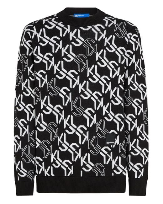 Karl Lagerfeld Black Monogram-Pattern Sweater for men