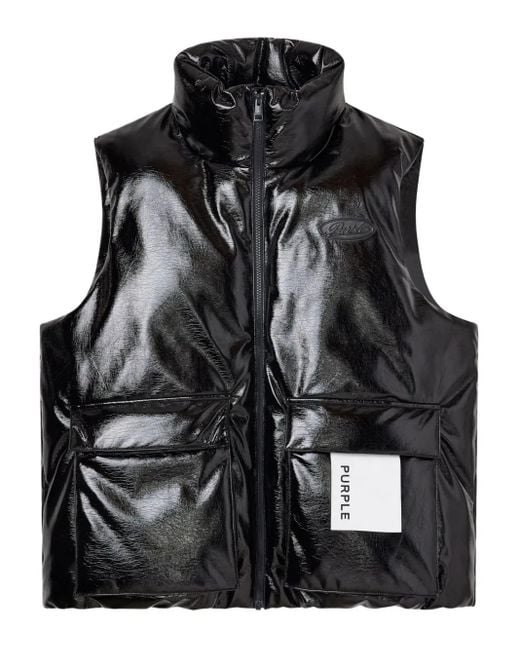 Chaleco con cuello alto Purple Brand de hombre de color Black