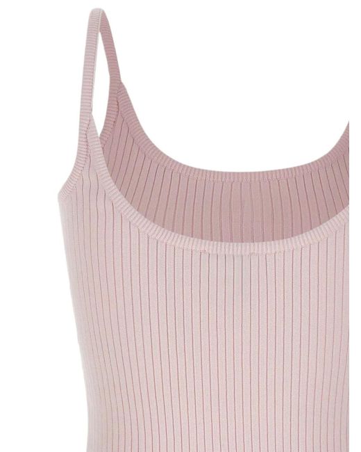 Courreges Pink Reedition Ribbed-Knit Top