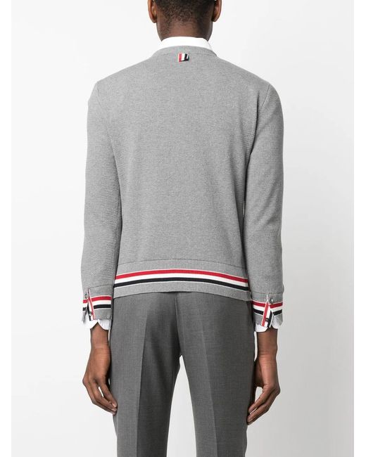 Thom Browne Gray Round-Neck Knit Jumper for men