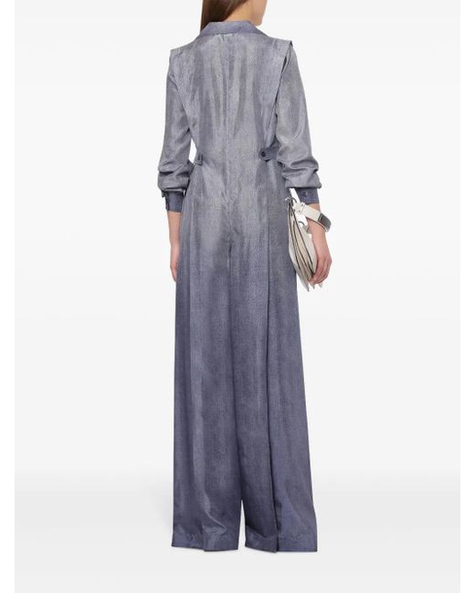 Alberta Ferretti Blue Metallic-Finish Jumpsuit