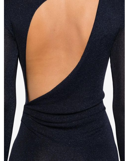 Self-Portrait Mini-Jurk Met Hoge Hals En Glitters in het Blue