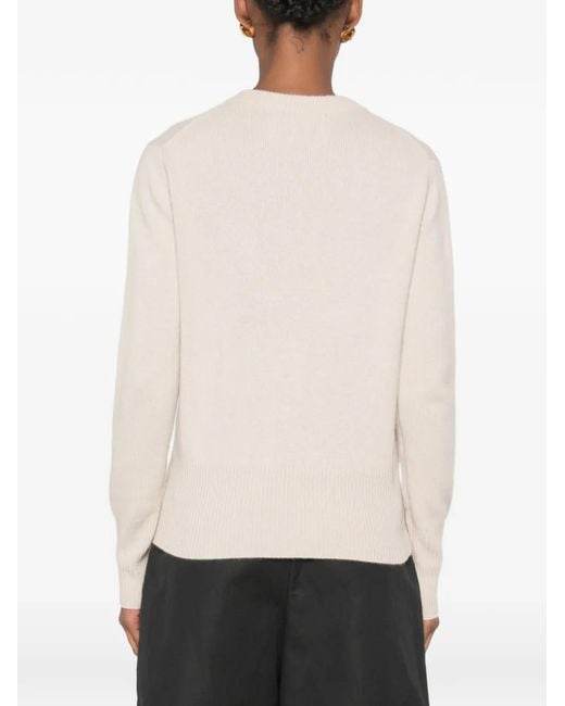 Soft Goat White Ribbed-Trim Crew-Neck Sweater