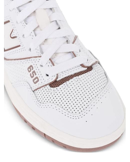 New Balance White Leather High-Top Sneakers With Side Logo