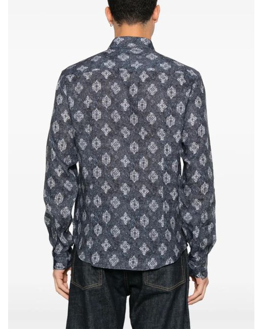 John Varvatos Blue Patterned Shirt for men