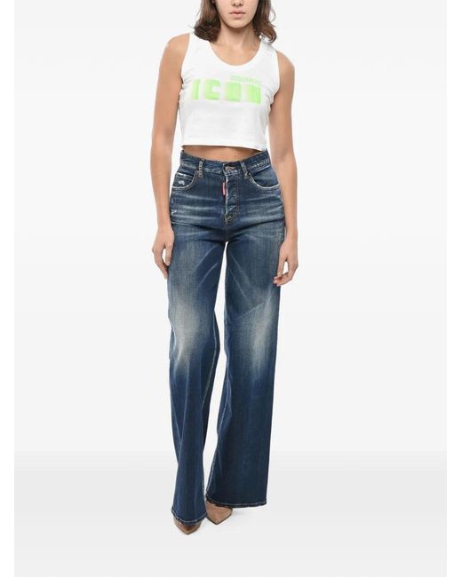 DSquared² Blue Logo-Print Top