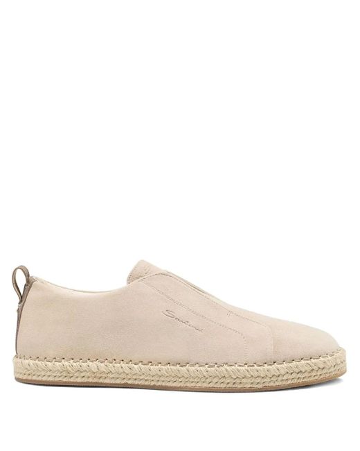 メンズ Santoni スエード スリッポン スニーカー Natural
