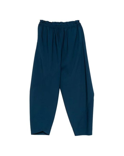 Issey Miyake Blue Elasticated-Waistband Panelled Trousers