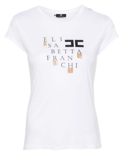 T-shirt con decorazione di Elisabetta Franchi in White