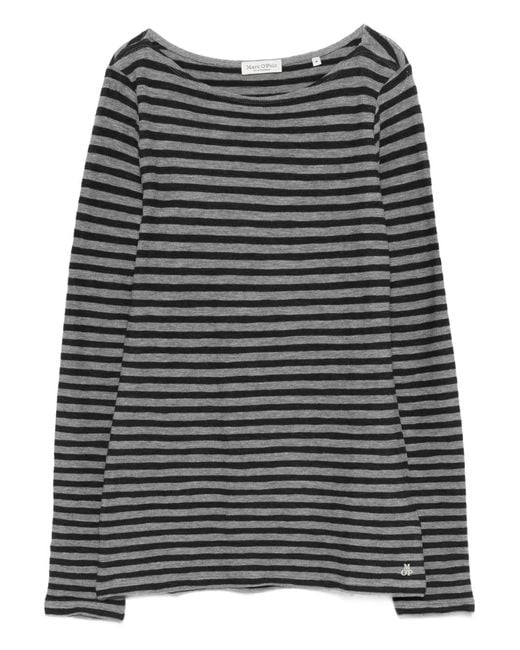 Marc O' Polo Black Striped Long-Sleeves T-Shirt