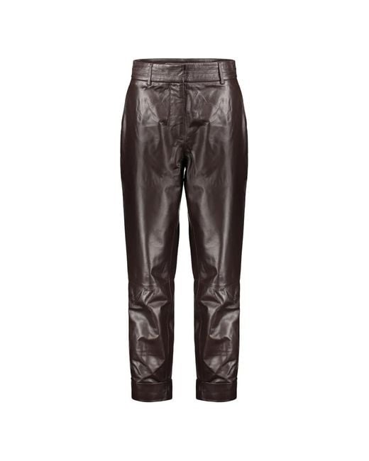 Moorer Brown Sabrina Leather Trousers