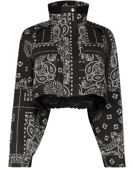 Sacai Cotton Bandana-print Crop Jacket 