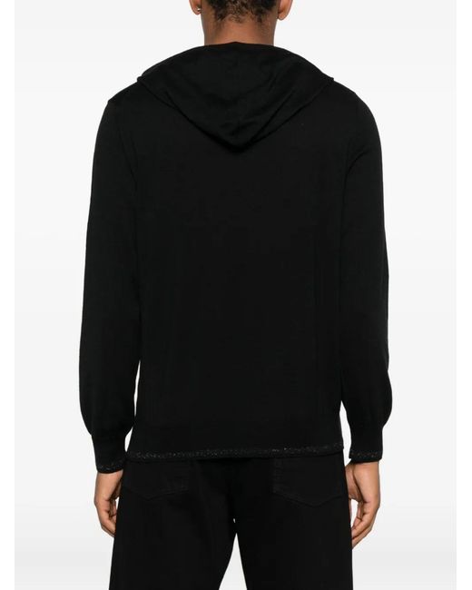 Canali Black Sequin-Embellished Hoodie for men
