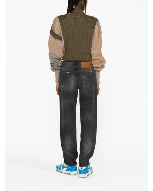 Palm Angels Blue Distressed Straight-Leg Jeans