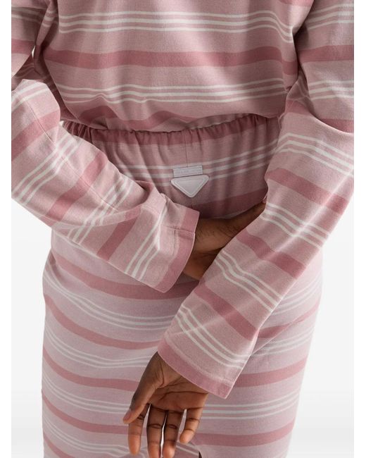 Prada Pink Bayadere Striped Midi Skirt