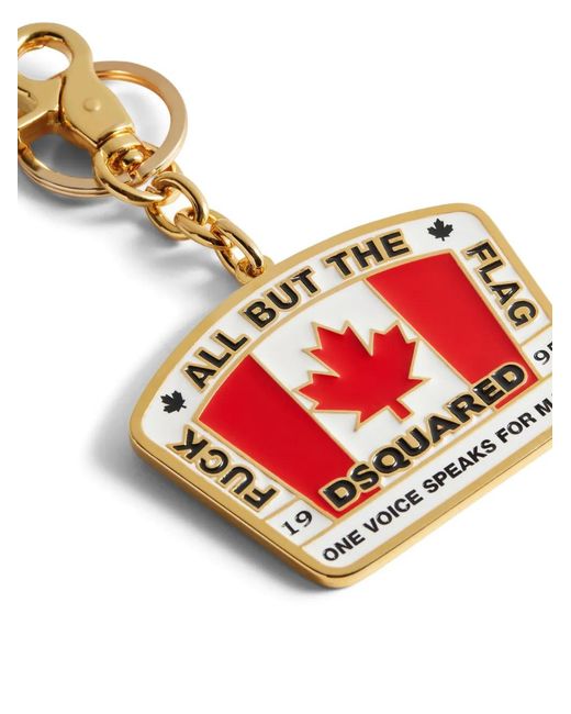 DSquared² Red Canadian Flag Key Ring for men