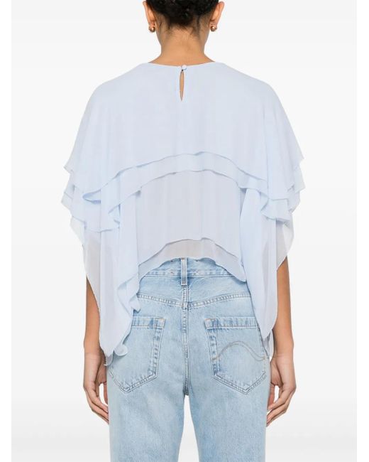 Maje White Tiered Blouse