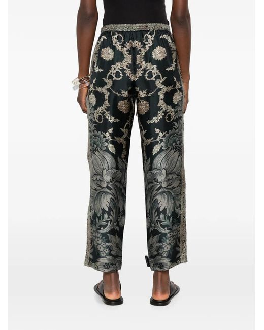 Pierre Louis Mascia Gray Aloe Floral-Print Drawstring Trousers