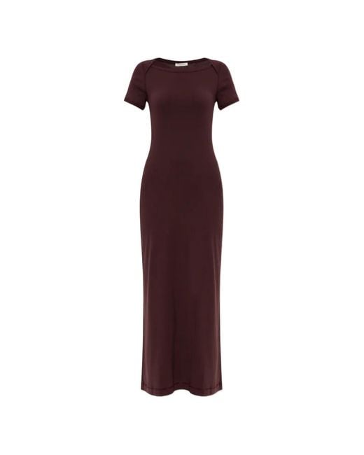 By Malene Birger Purple Robe Longue Irina À Col Bateau Et Manches Courtes