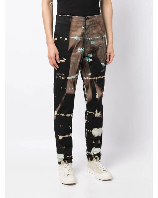 Stain Shade Black Tie-Dye Straight-Leg Trousers for men
