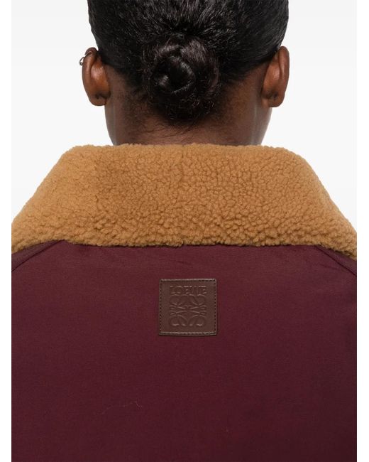 Loewe Red Shearling-Trim Puffer Jacket