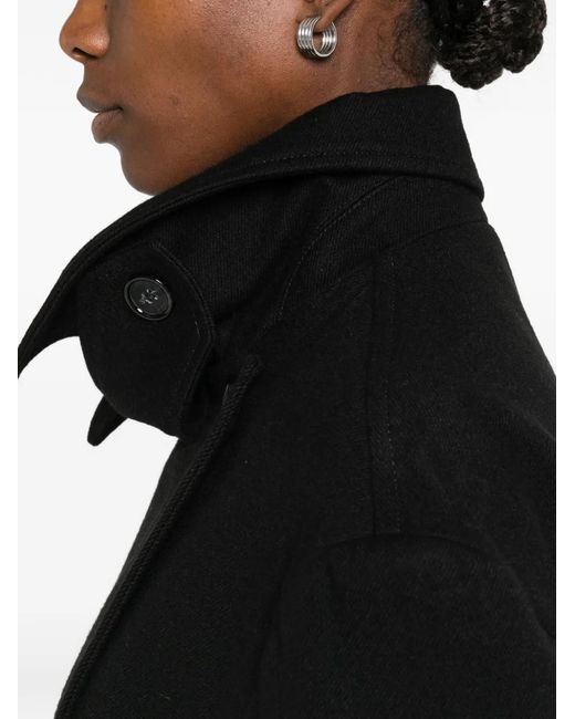 Totême Black Broad Double-Breasted Peacoat