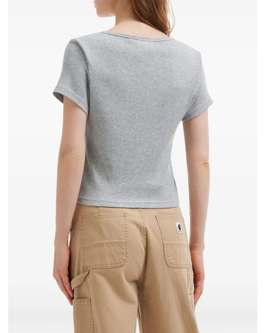 Chocoolate Gray Ribbed Button T-Shirt