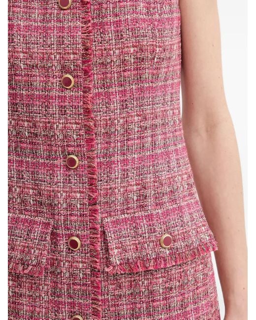 MARCIANO BY GUESS Red Claudia Tweed Buttoned Mini Dress