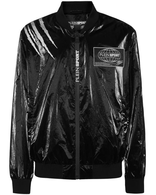 Philipp Plein Black Crease Bomber Jacket for men