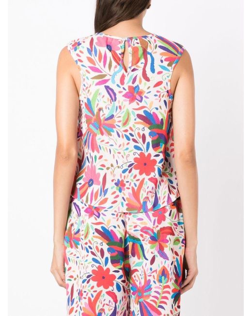 Olympiah Red Abstract-print Sleeveless Blouse