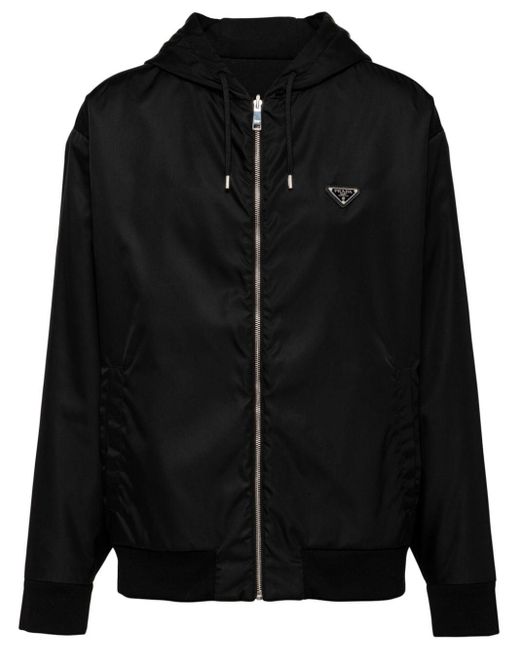 Prada Wendbare Jacke mit emailliertem Triangel-Logo in Black für Herren