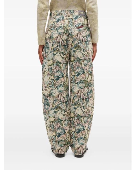 Pantalones con motivo floral en jacquard Ganni de color Blue