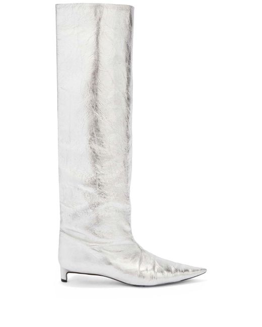 Jil Sander White 30mm Metallic Knee Boots