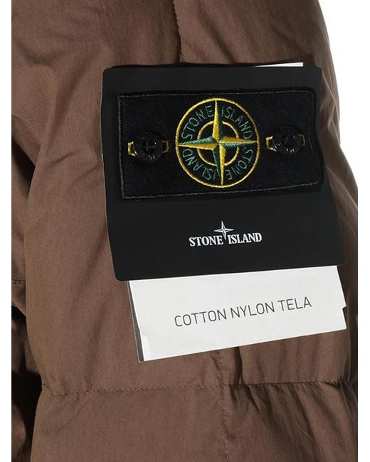 Stone Island Brown Logo-Patch Quilted Padded Jacket for men