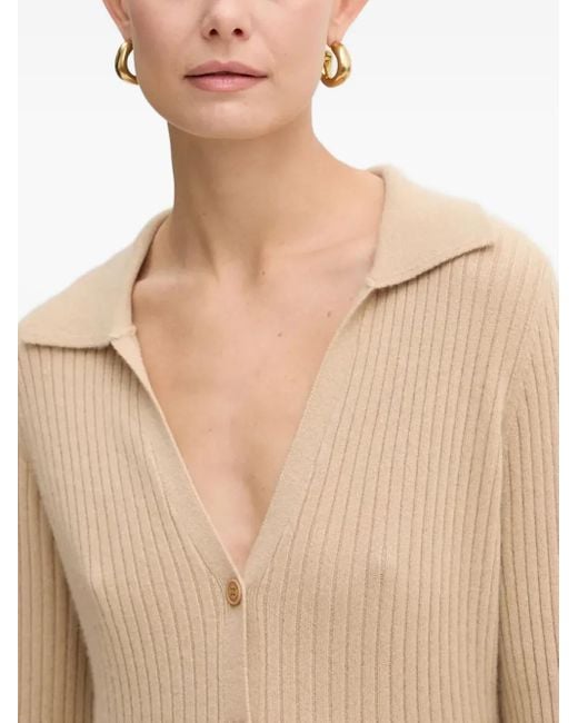 From Future Natural Buttoned Ribbed Cardigan