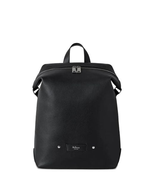 Mulberry Black Zip-Top Leather Backpack for men
