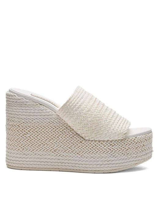 Casadei Gray 80Mm Woven Heeled Mules