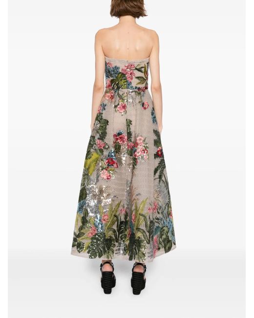Elie Saab White Embroidered Tulle Midi Dress