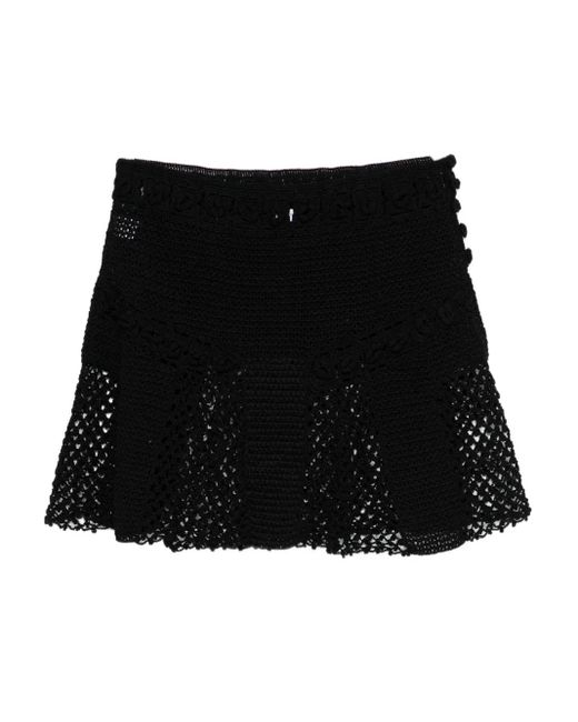 Judy Turner Black Floret Crochet Mini Skirt