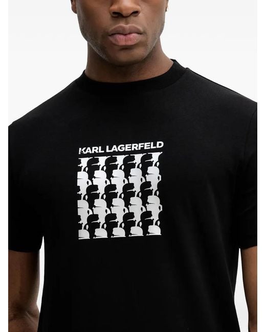 Karl Lagerfeld Black Logo-Printed T-Shirt for men