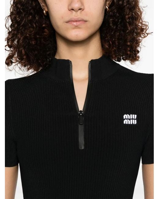 Abito Corto A Coste di Miu Miu in Black