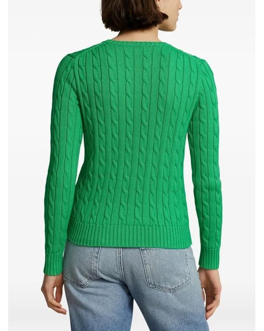 Polo Ralph Lauren Green Cable-Knit Cotton Sweater