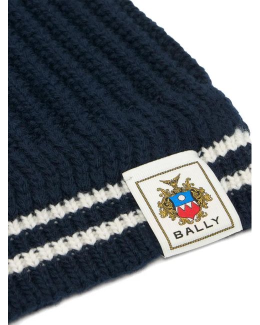 Bally Blue Stripes Crest-Label Wool Scarf