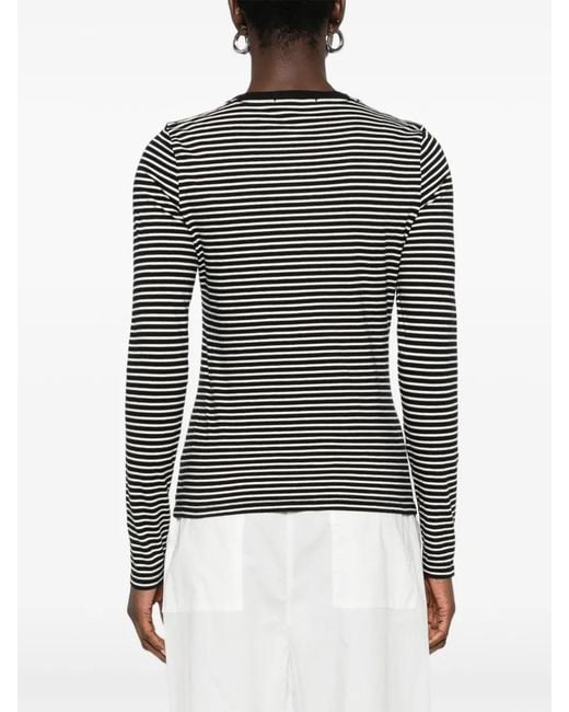 Nili Lotan Black Striped-Pattern T-Shirt